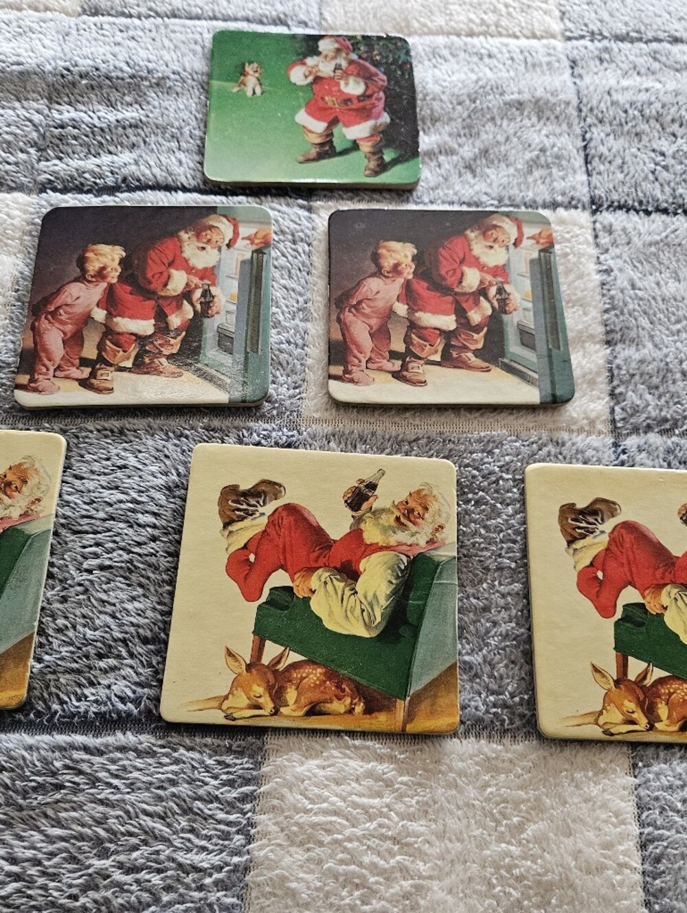 Coca Cola Vintage Santa Coasters in Red, Green, Cream
